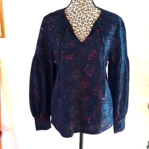 Casual Conflict Ladies Poet Blouse Size:M Color:Black and Red NWT